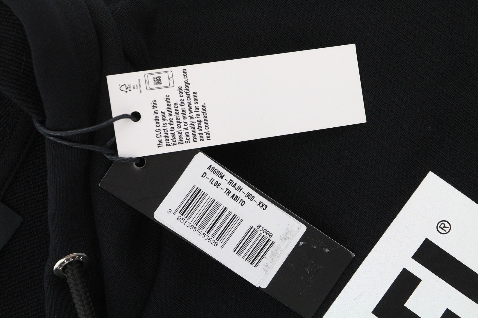 DIESEL D-Ilse-TR Women's Dress 2XS Black Hooded Long Sleeve Logo RRP160