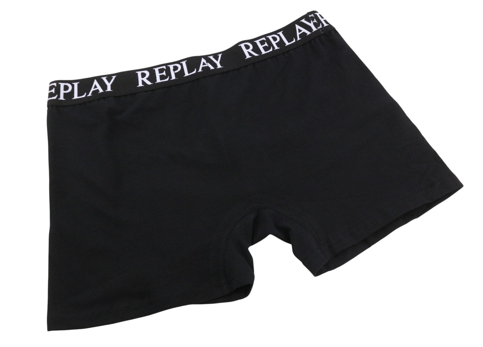 REPLAY Men Underwear L Black Elastic Waist Cotton Blend Stretch Trunks 2 Pack