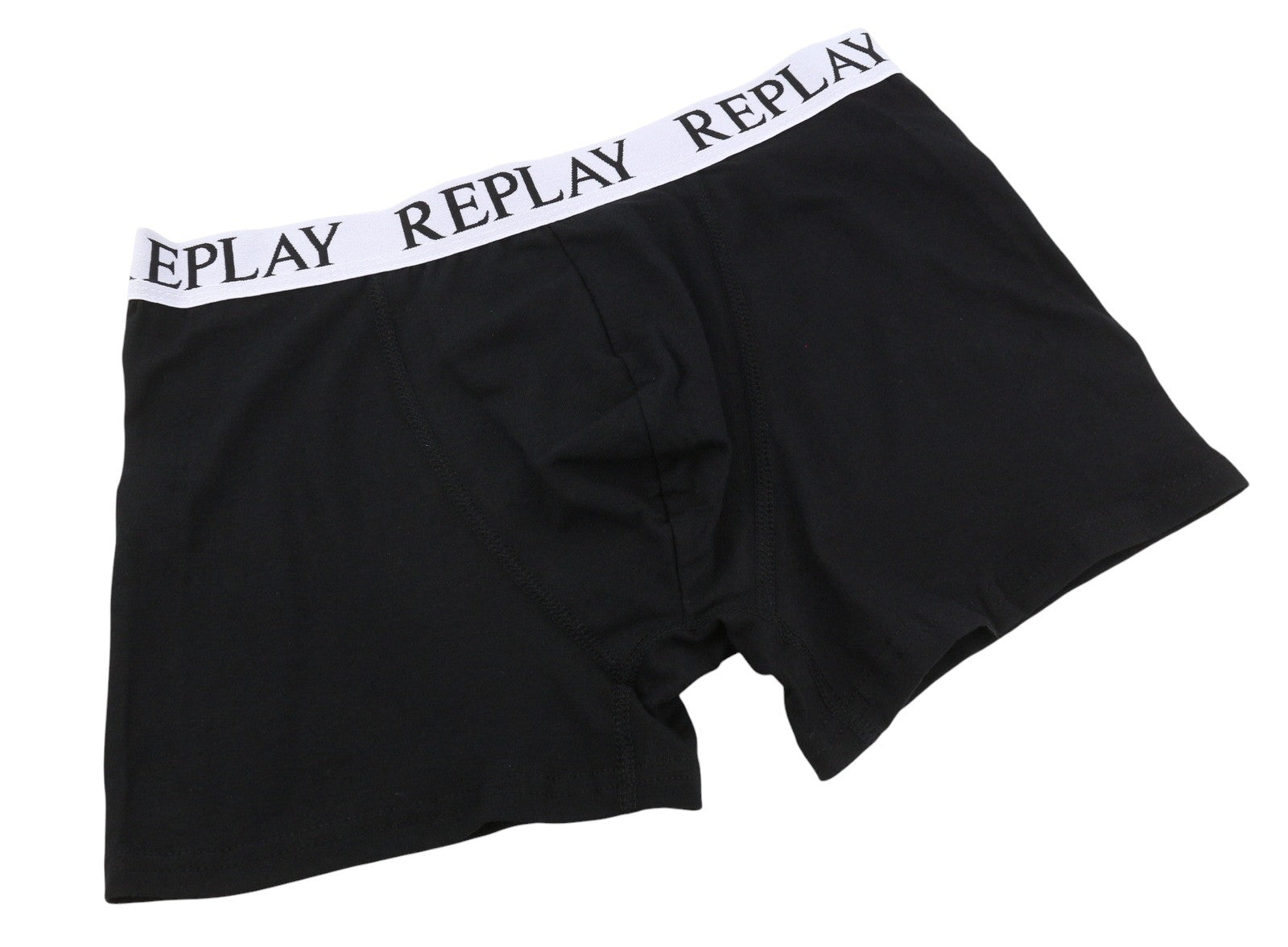 REPLAY Men Underwear XL Dark Black Elastic Waist Cotton Stretchy Trunks 2 Pack