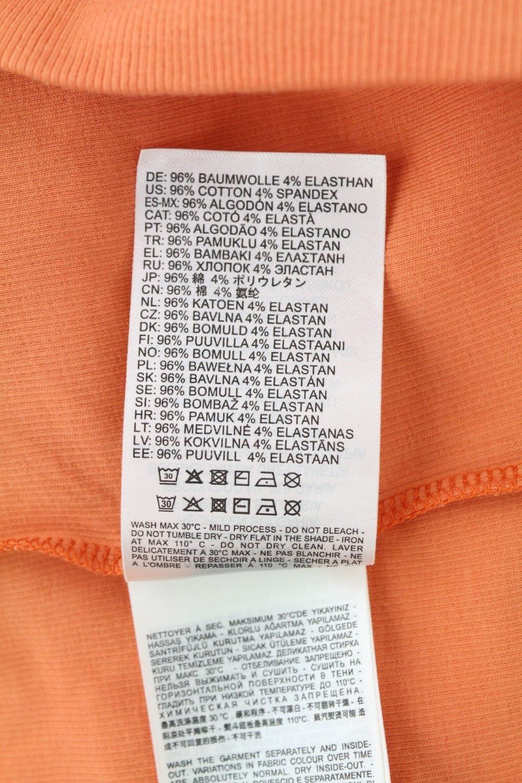 DIESEL T-Ballet-D Women's T-Shirt XL Orange Long Sleeve Crew Stretch Logo Top