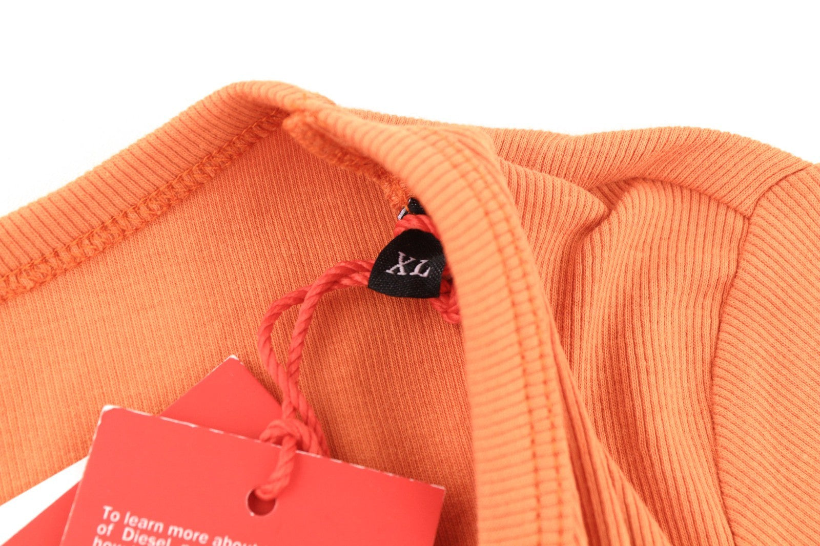 DIESEL T-Ballet-D Women's T-Shirt XL Orange Long Sleeve Crew Stretch Logo Top