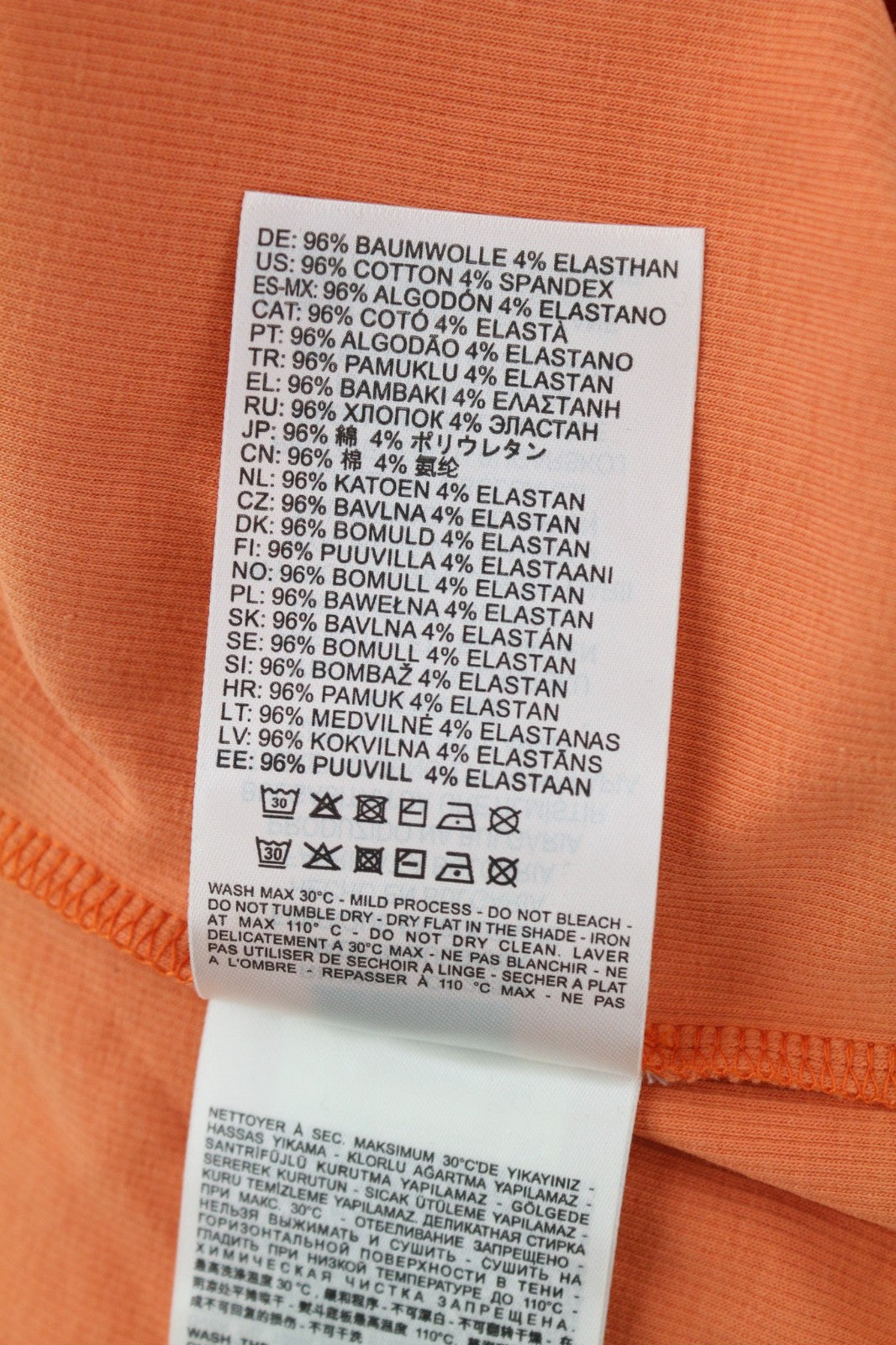 DIESEL T-Ballet-D Women's T-Shirt S Orange Long Sleeve Round Crew Fit Logo