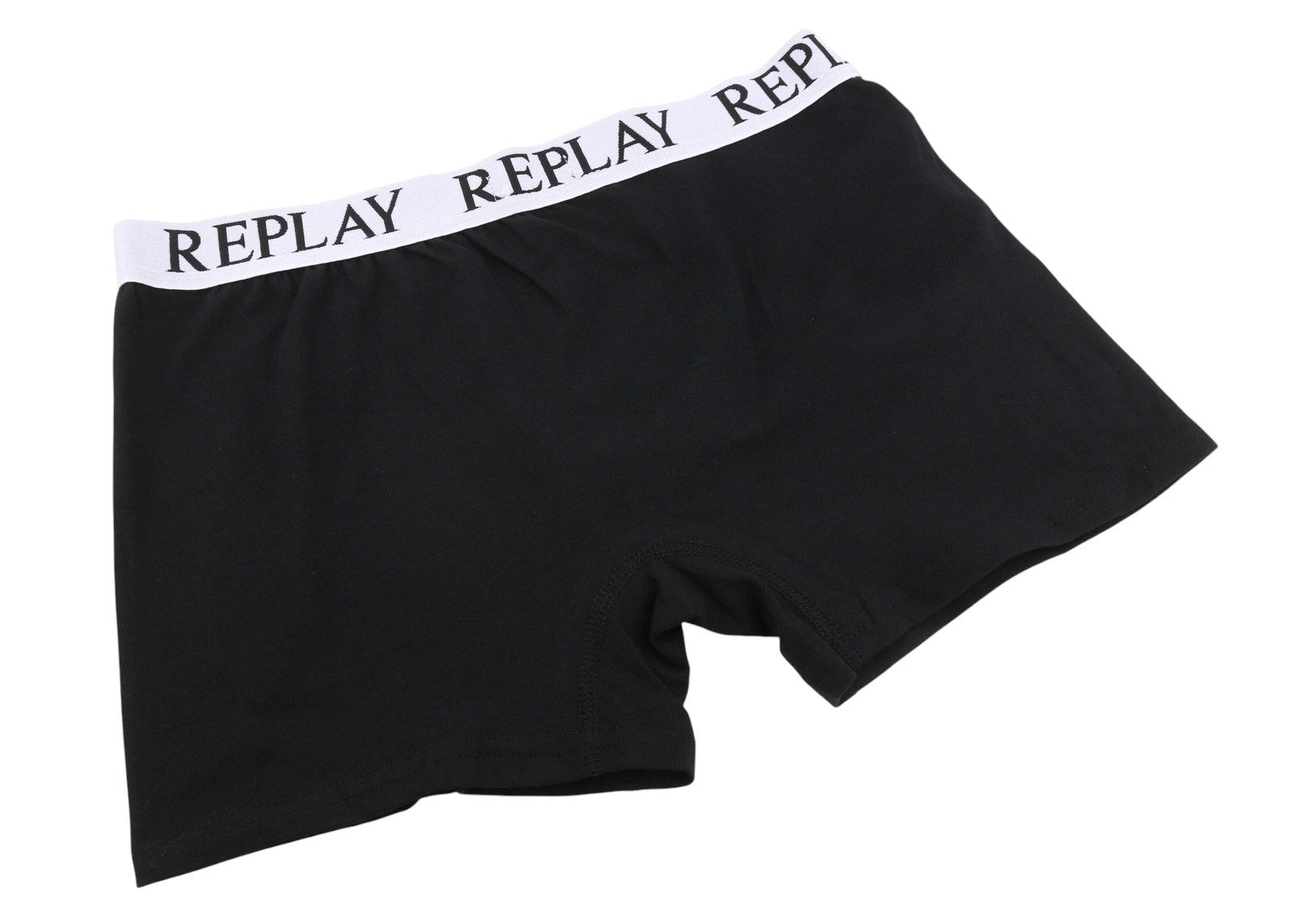 REPLAY Men Underwear M Dark Black Elastic Waist Cotton Stretchy Trunks 2 Pack