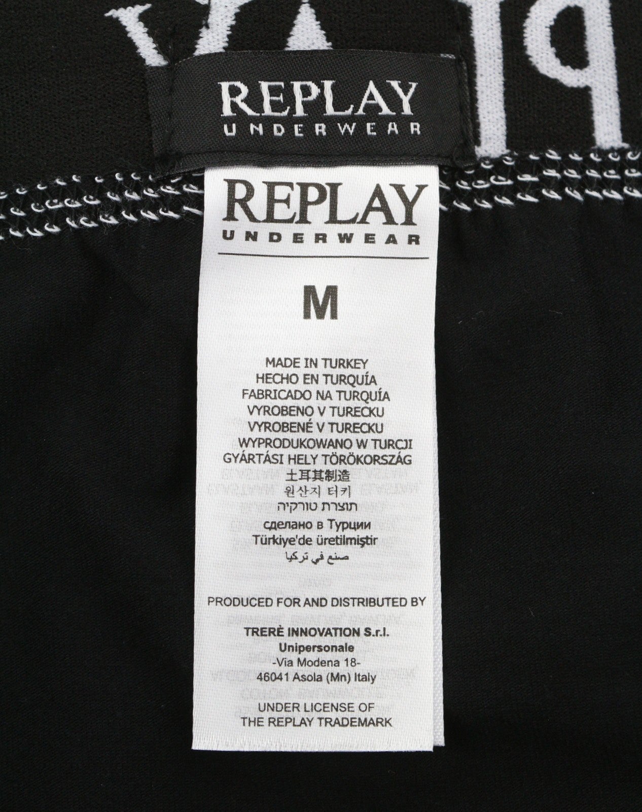 REPLAY Men Underwear M Dark Black Elastic Waist Cotton Stretchy Trunks 2 Pack