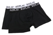 REPLAY Men Underwear L Dark Black Elastic Waist Cotton Stretchy Trunks 2 Pack