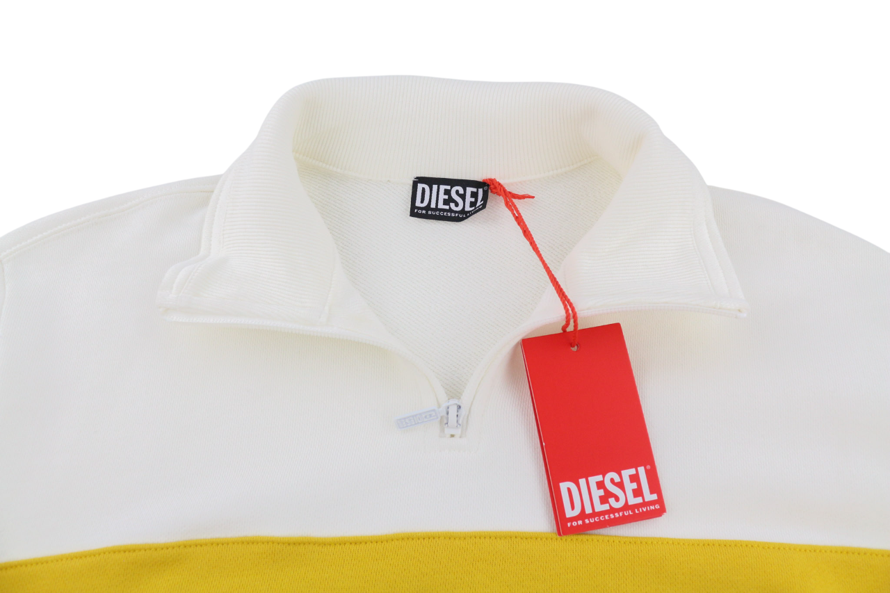 DIESEL S-Saint-Division Men's Sweatshirt M White Half Zip Pullover Front RRP299