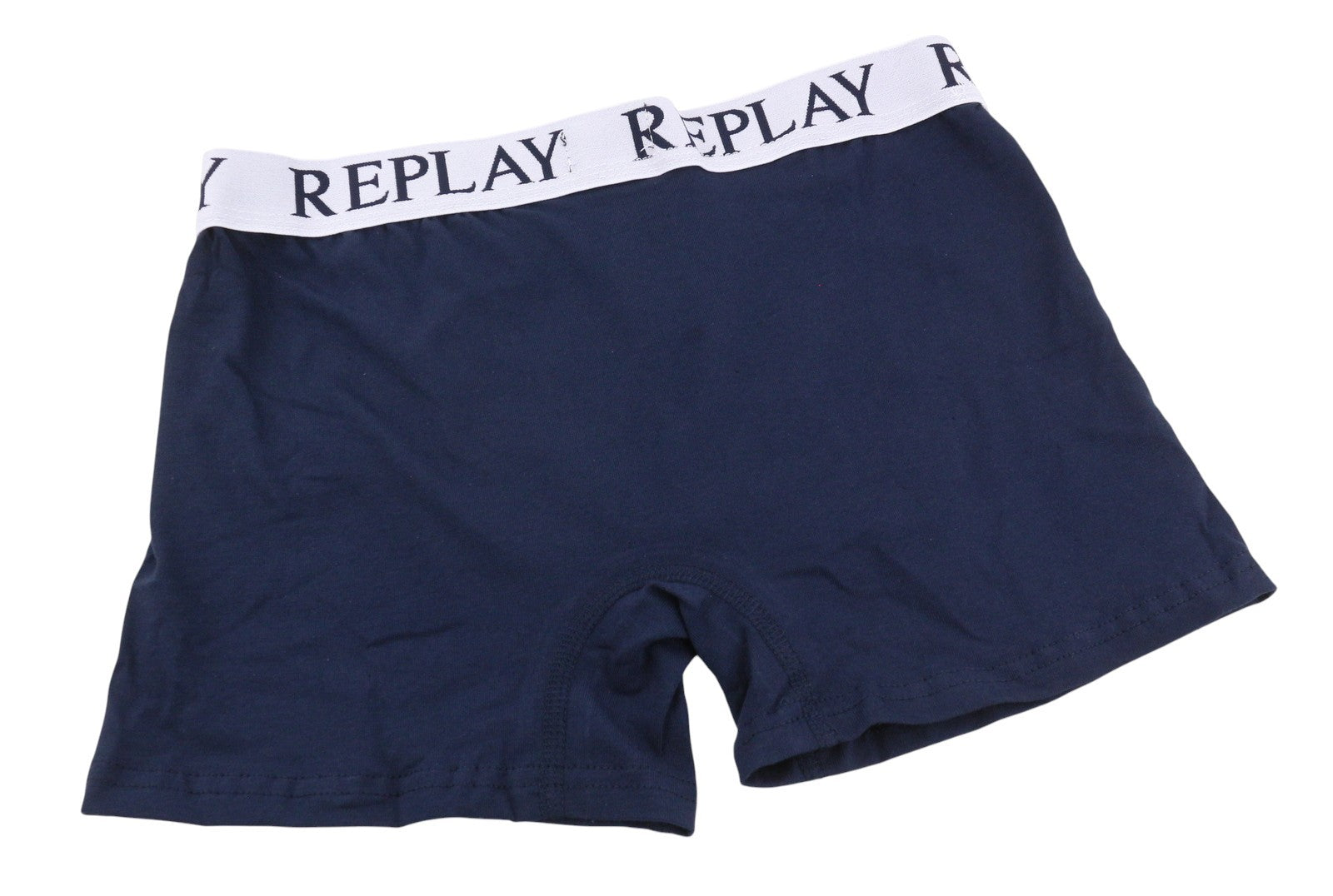 REPLAY Men Underwear S Blue Elastic Waist Logo Cotton Stretchy Trunks 2 Pack