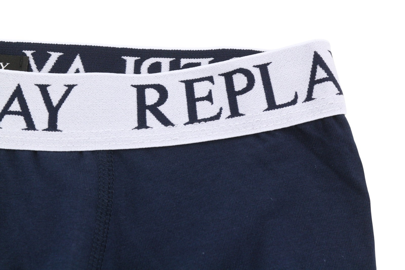 REPLAY Men Underwear S Blue Elastic Waist Logo Cotton Stretchy Trunks 2 Pack