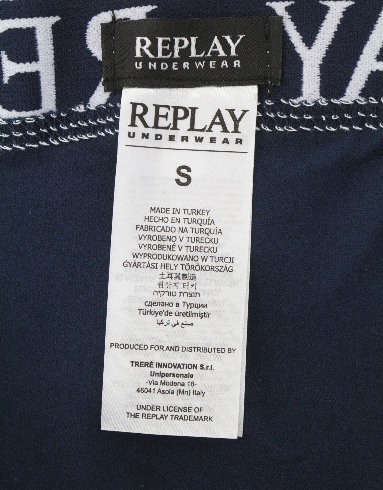 REPLAY Men Underwear S Blue Elastic Waist Logo Cotton Stretchy Trunks 2 Pack