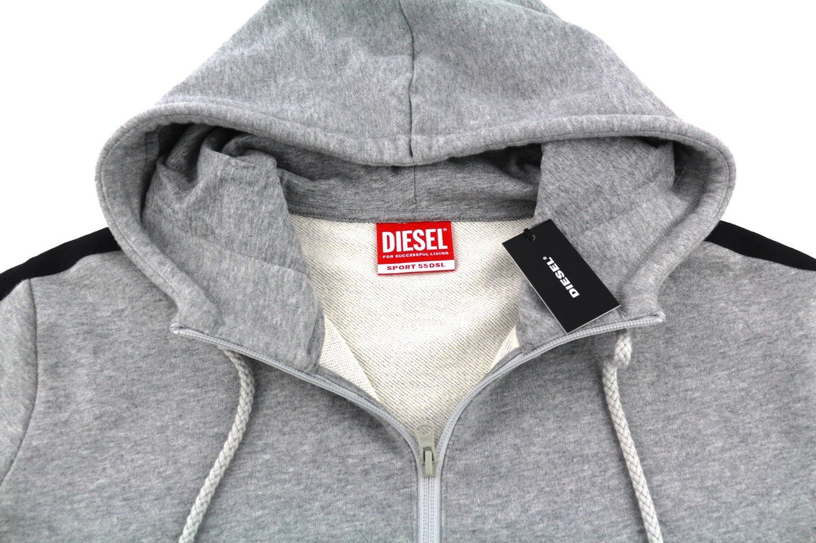 DIESEL AMST-Coarll-WT24 Men's Hoodie L Grey Melange 55DSL Half Zip Sport Style