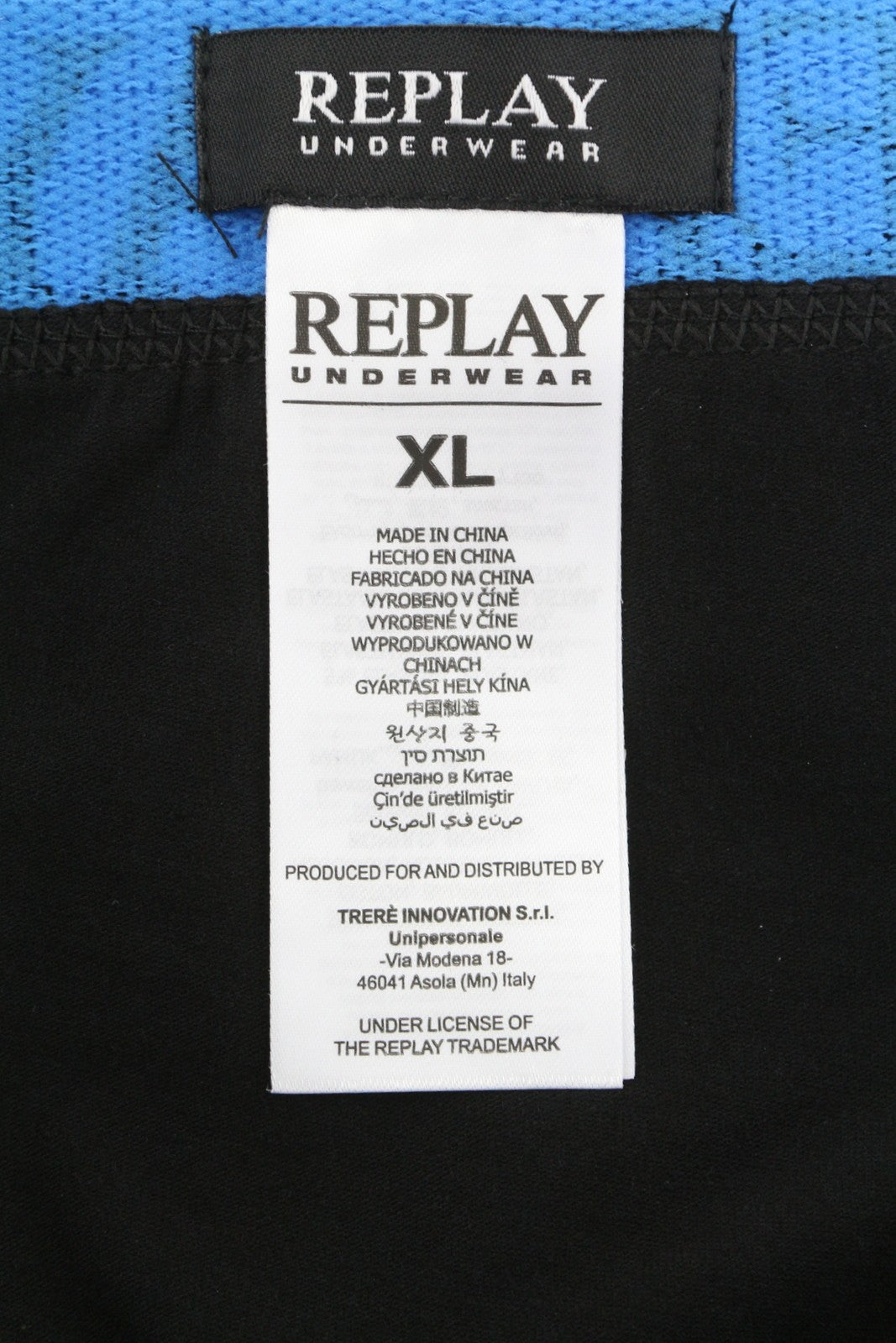 REPLAY Men Underwear XL Dark Black Elastic Waist Cotton Stretch Trunks 2 Pack