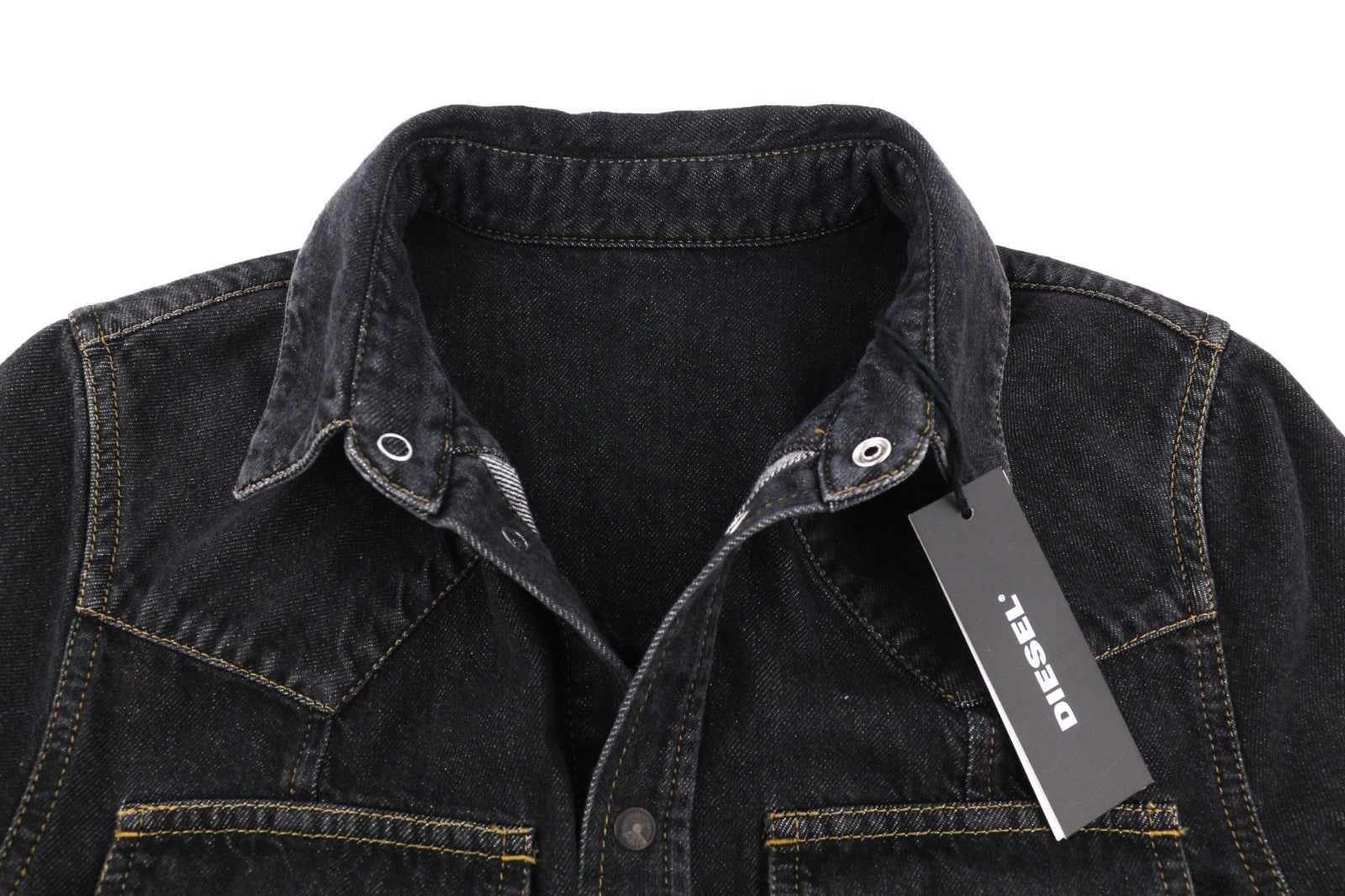 DIESEL De-Rin-F Women's Shirt S Dark Denim Western Snap Spread Neck Buttons