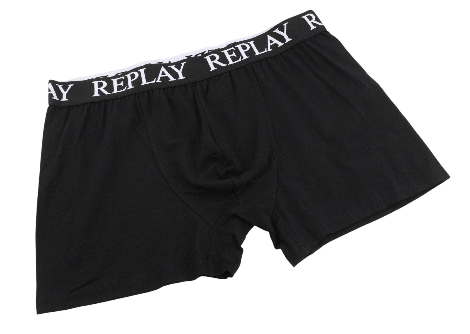 REPLAY Men Underwear 2XL Blue Black Elastic Waist Cotton Stretch Trunks 2 Pack