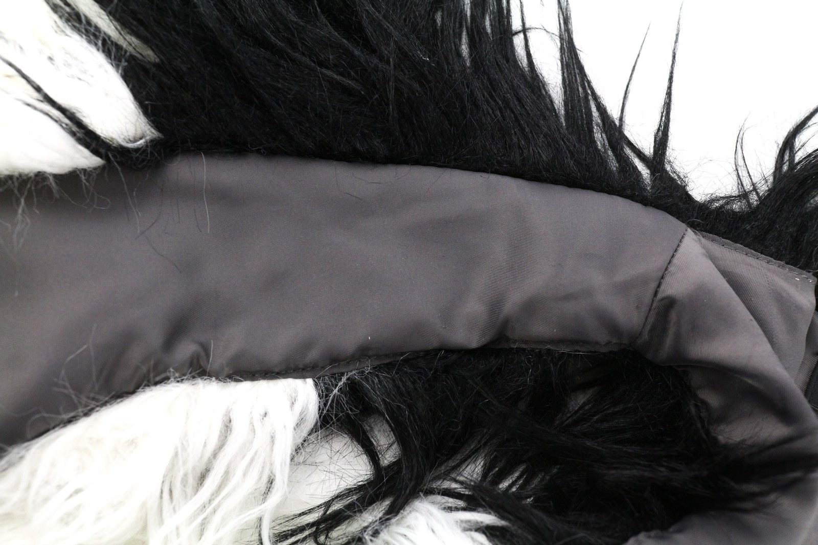 DIESEL L-Angus-A Women's Waistcoat S Striped Faux Fur Fluffy Black & White