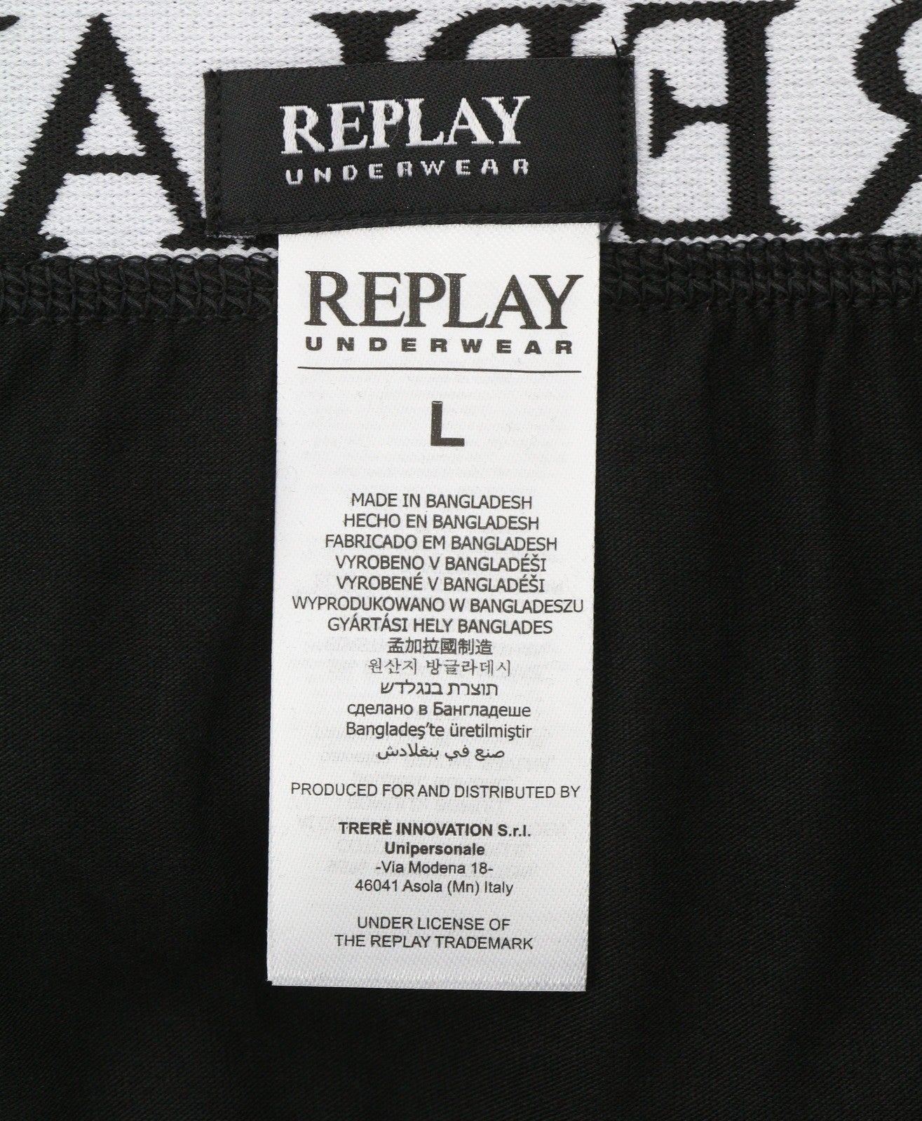 REPLAY Men Underwear L Blue Black Elastic Waist Cotton Stretch Trunks 2 Pack
