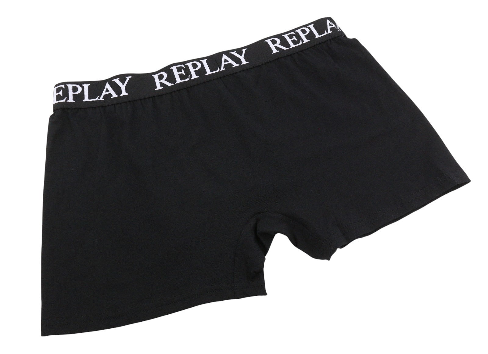 REPLAY Men Underwear M Blue Black Elastic Waist Cotton Stretch Trunks 2 Pack