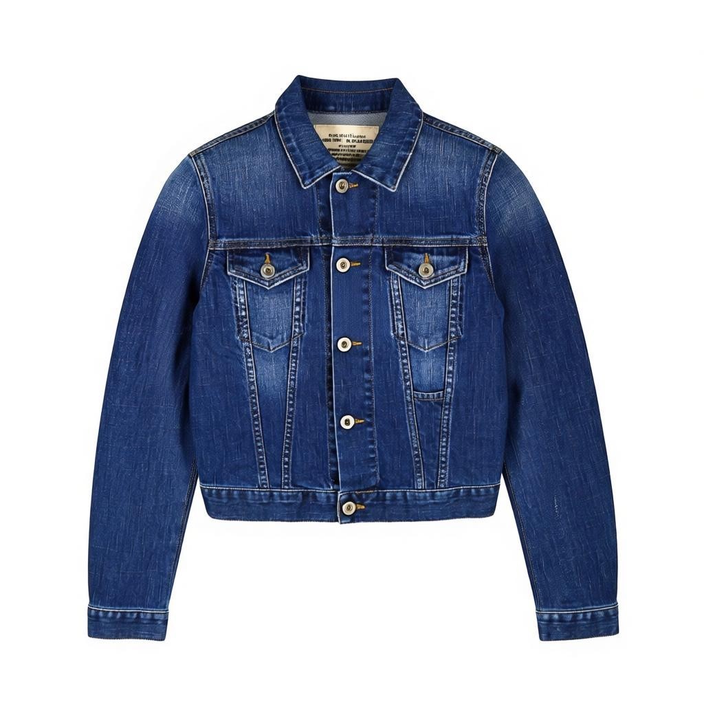 DIESEL De-Limmy Women's Jacket XS Blue Denim Washed Polo Neck Ripped Buttoned