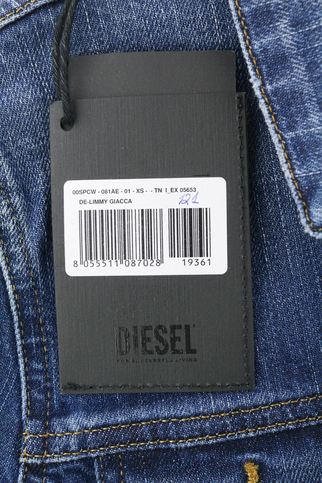 DIESEL De-Limmy Women's Jacket XS Blue Denim Washed Polo Neck Ripped Buttoned