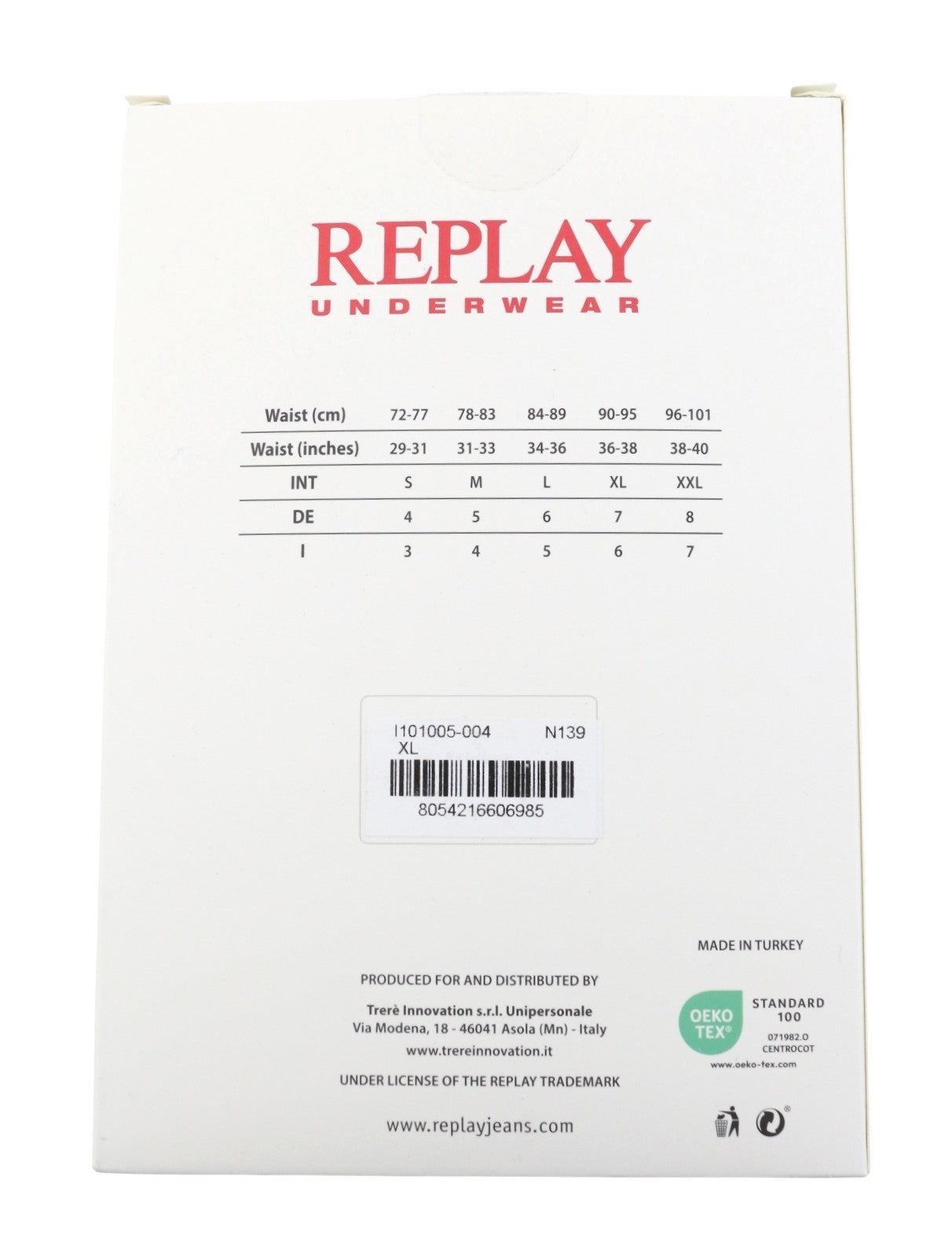 REPLAY Men Underwear XL Blue Elastic Waist Logo Cotton Stretch Trunks 2 Pack