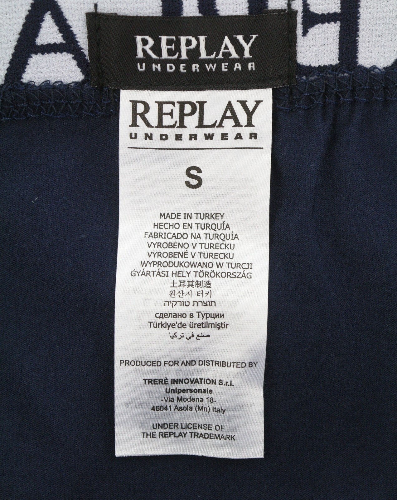 REPLAY Men Underwear S Blue Elastic Waist Logo Cotton Stretch Trunks 2 Pack