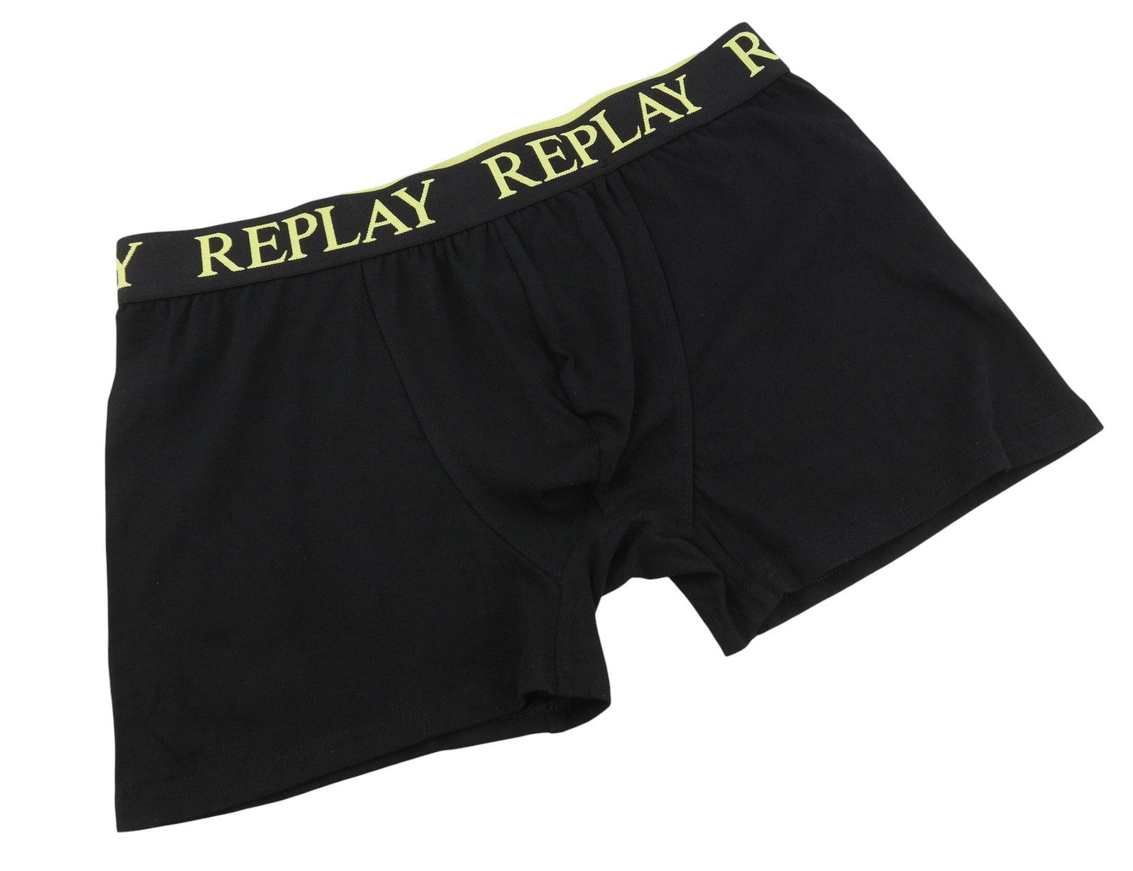 REPLAY Men Underwear XL Black Elastic Waist Logo Cotton Stretchy Trunks 2 Pack