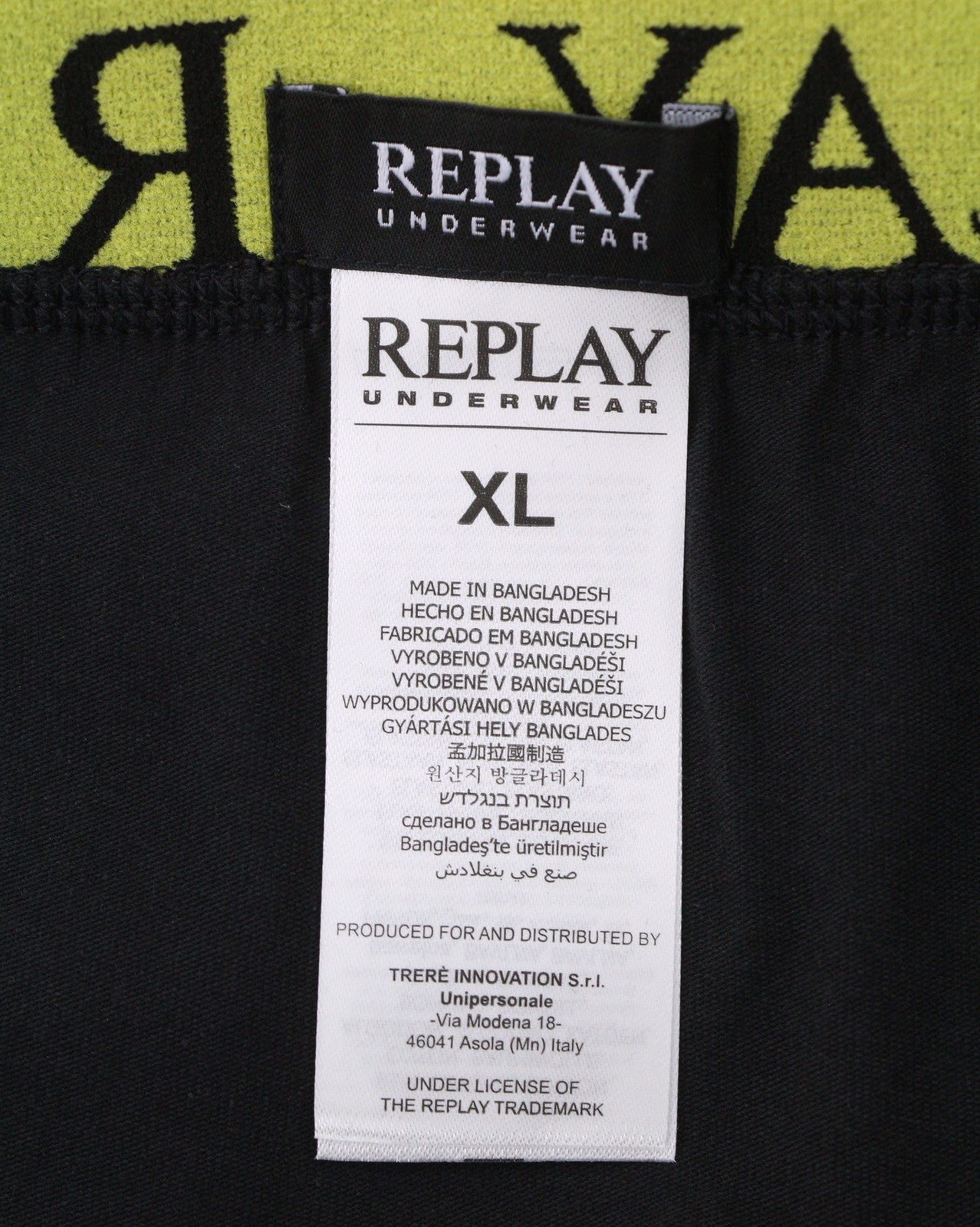 REPLAY Men Underwear XL Black Elastic Waist Logo Cotton Stretchy Trunks 2 Pack