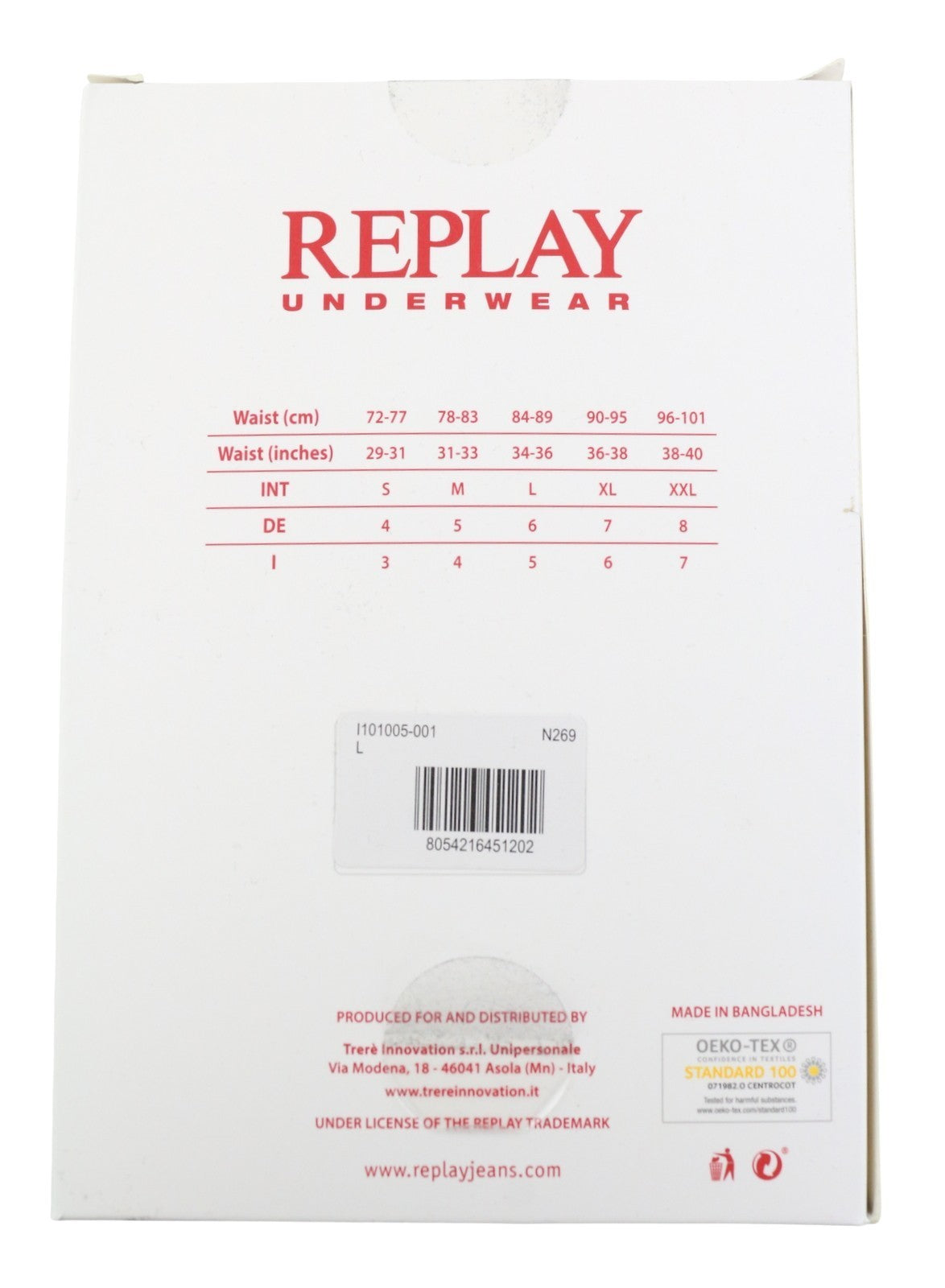 REPLAY Men Underwear L Black Elastic Waist Logo Cotton Stretchy Trunks 2 Pack