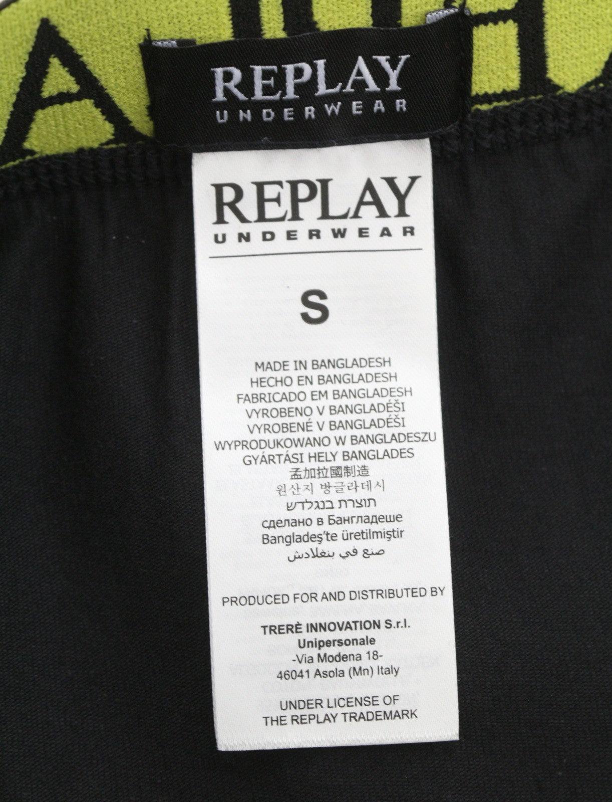 REPLAY Men Underwear S Black Elastic Waist Logo Cotton Stretchy Trunks 2 Pack