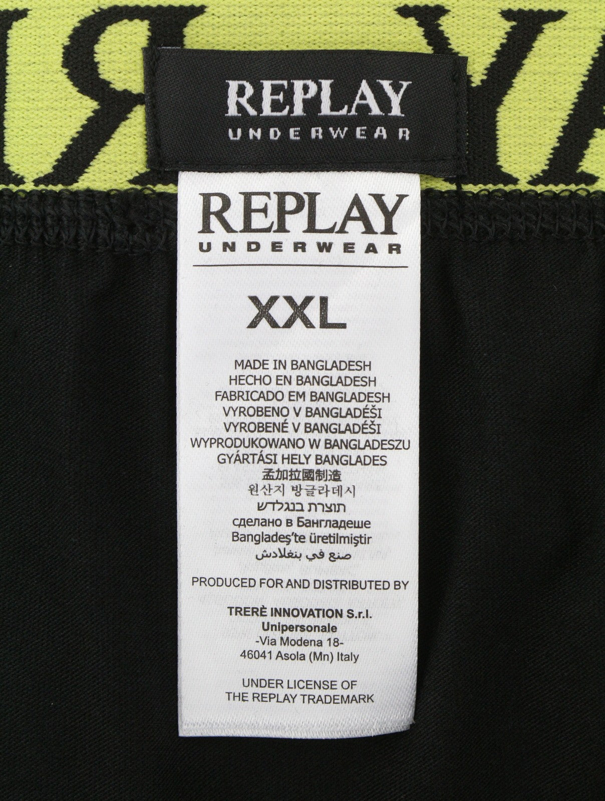REPLAY Men Underwear 2XL Black Elastic Waist Logo Cotton Stretchy Trunks 2 Pack