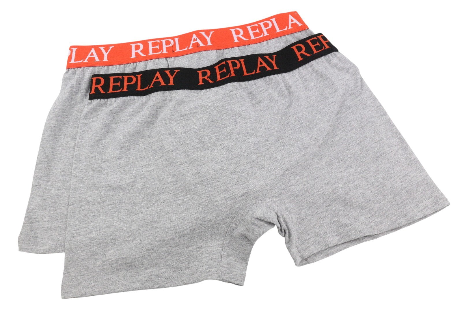REPLAY Men Underwear 2XL Grey Elastic Waist Logo Cotton Stretch Trunks 2 Pack
