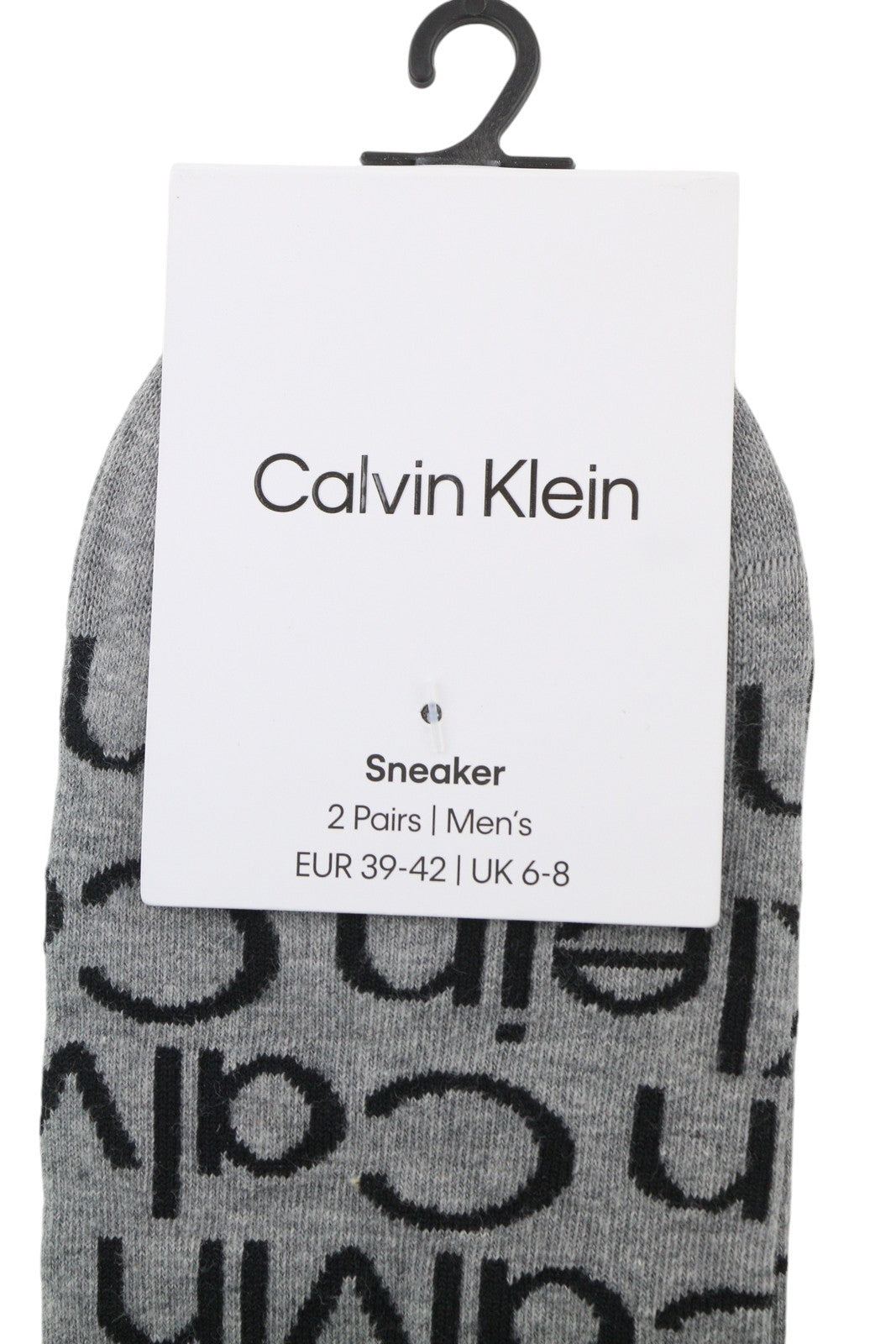 CALVIN KLEIN Sneaker Men Socks EU39/42 Mid Grey Melange Logo 2 Pairs Unisex