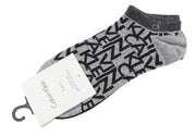 CALVIN KLEIN Cotton Rich Women Socks EU39/42 Grey Melange Logo 2 Pairs Unisex