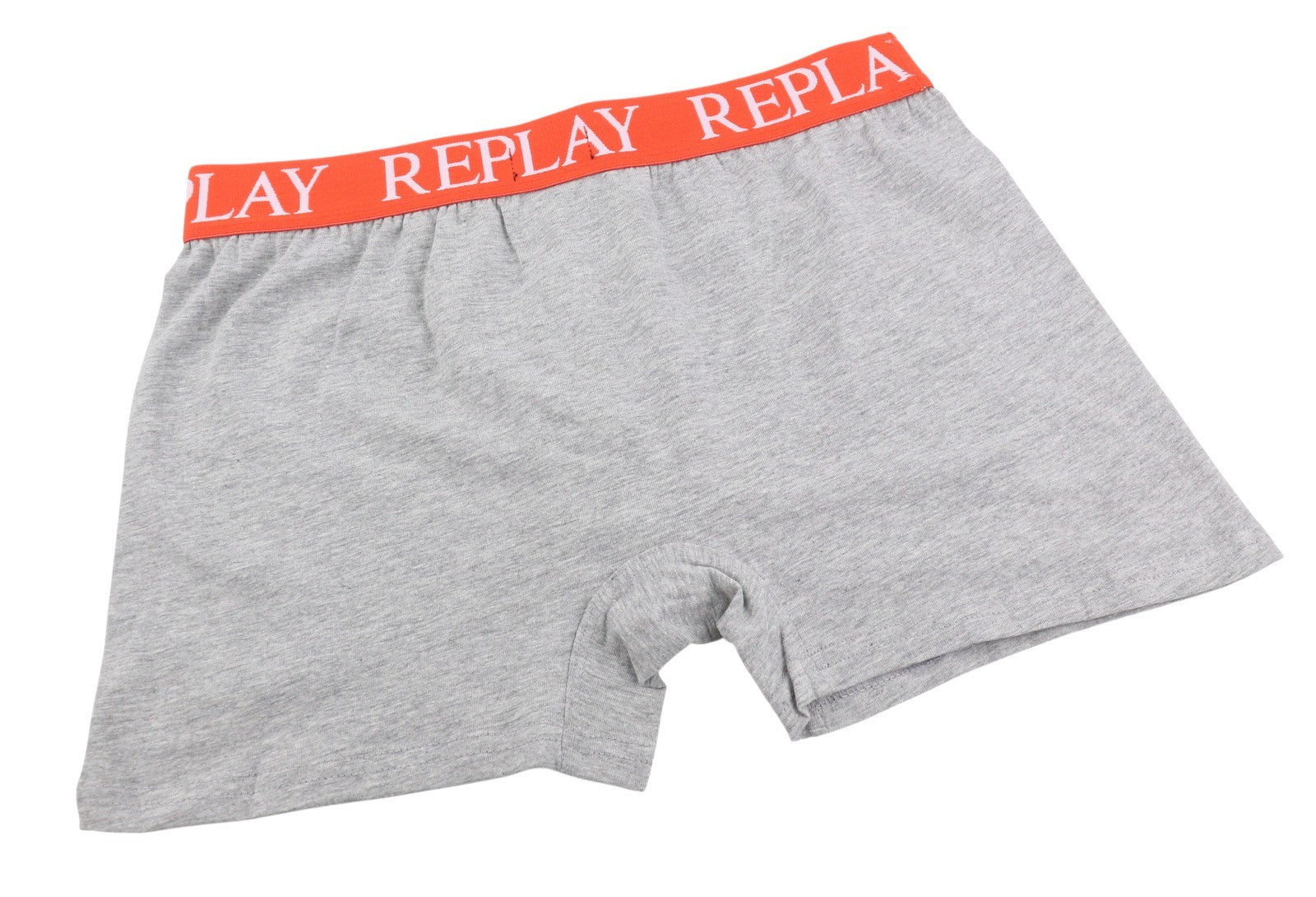 REPLAY Men Underwear XL Grey Elastic Waist Logo Cotton Stretch Trunks 2 Pack