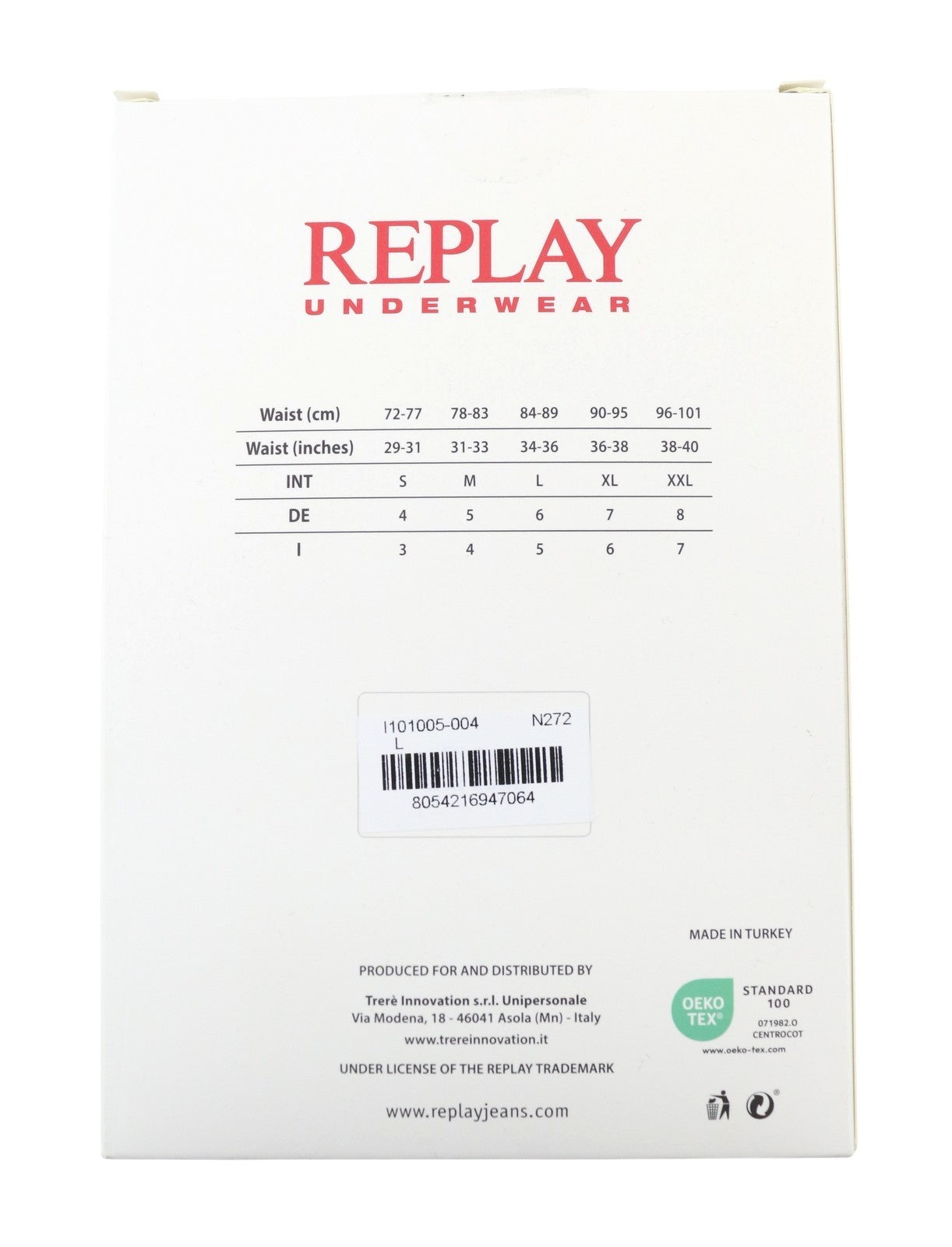 REPLAY Men Underwear L Grey Elastic Waist Logo Cotton Stretch Trunks 2 Pack