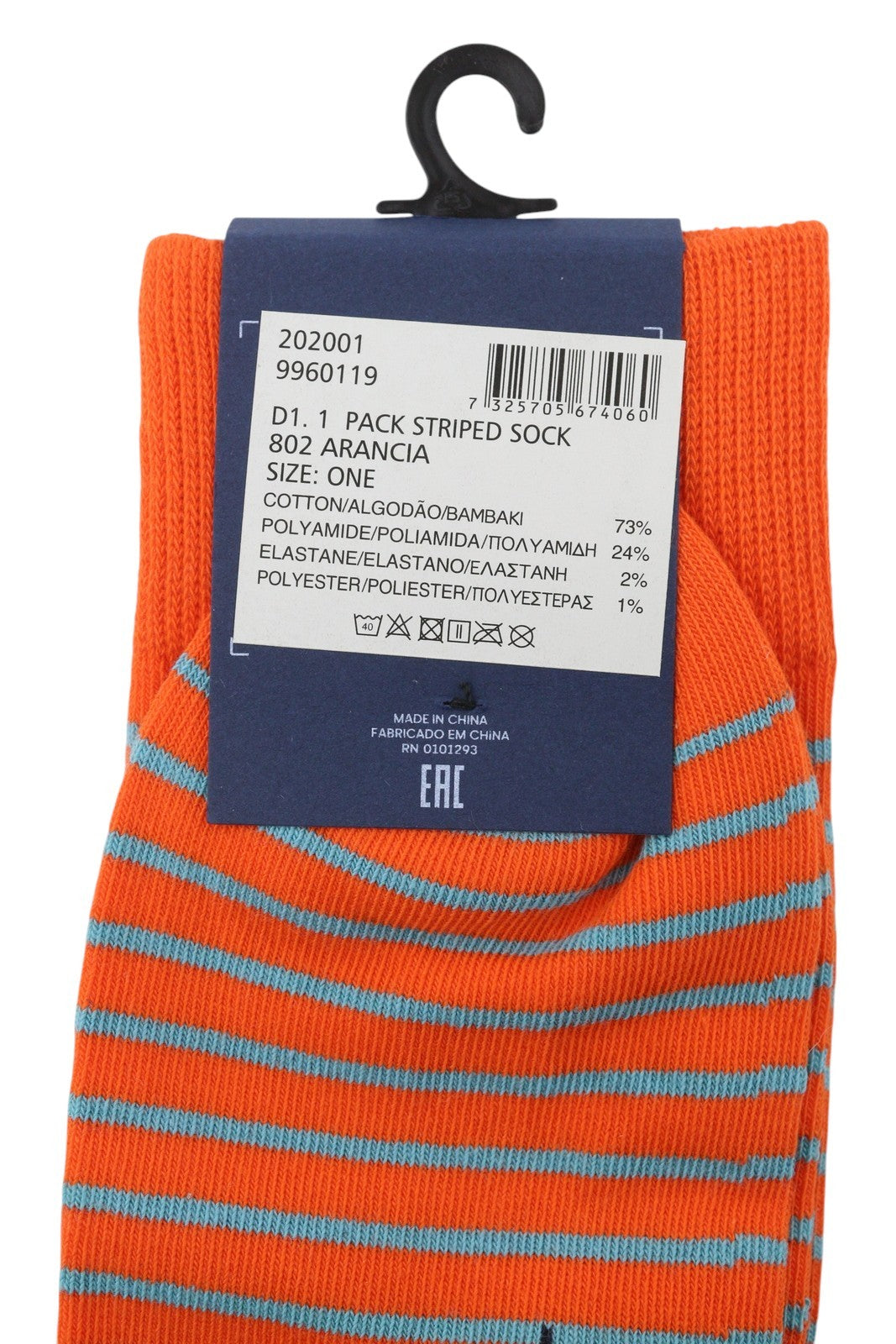 GANT 1 Pack Striped Men Socks OS Arancia Orange Tight-Knit Unisex