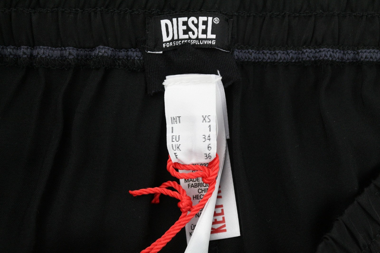 DIESEL UFLB-Tessy Women's Trousers XS Black Slim Leg Sweat Elastic Logo Detail
