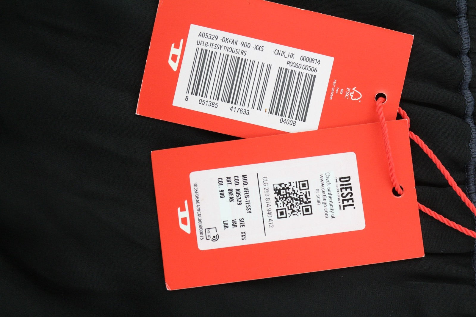 DIESEL UFLB-Tessy Women's Trousers 2XS Black Slim Sweat Fit Elastic Logo Waist