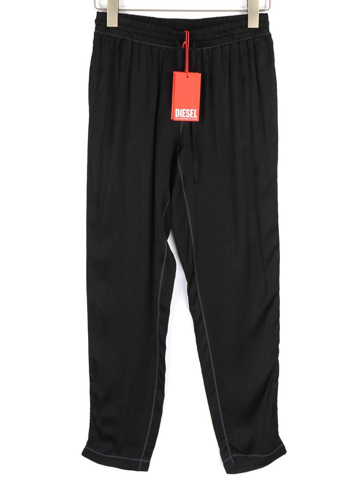 DIESEL UFLB-Tessy Women's Trousers S Black Slim Sweatpants Logo Waist Stretch