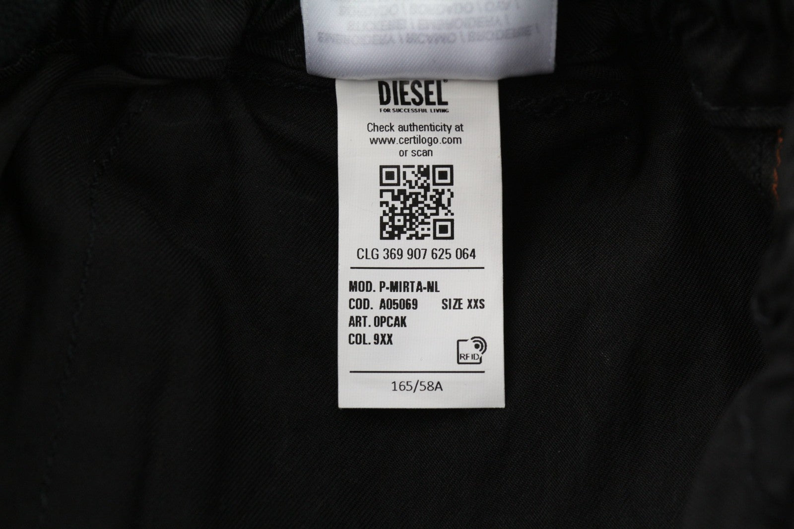 DIESEL P-Mirta-NL Women's Trousers 2XS Black Cargo Style Elastic Waist RRP300