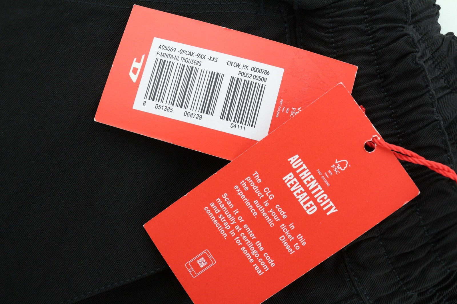 DIESEL P-Mirta-NL Women's Trousers 2XS Black Cargo Style Elastic Waist RRP300