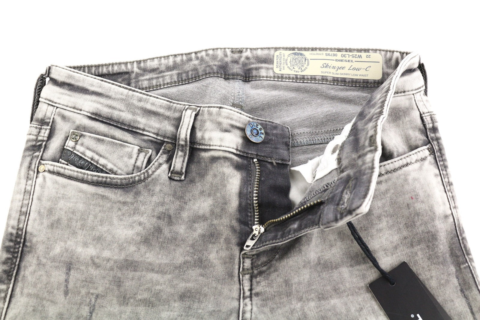 DIESEL Skinzee Low-C 0679C Women's Jeans W25/L30 Super Slim Skinny Grey
