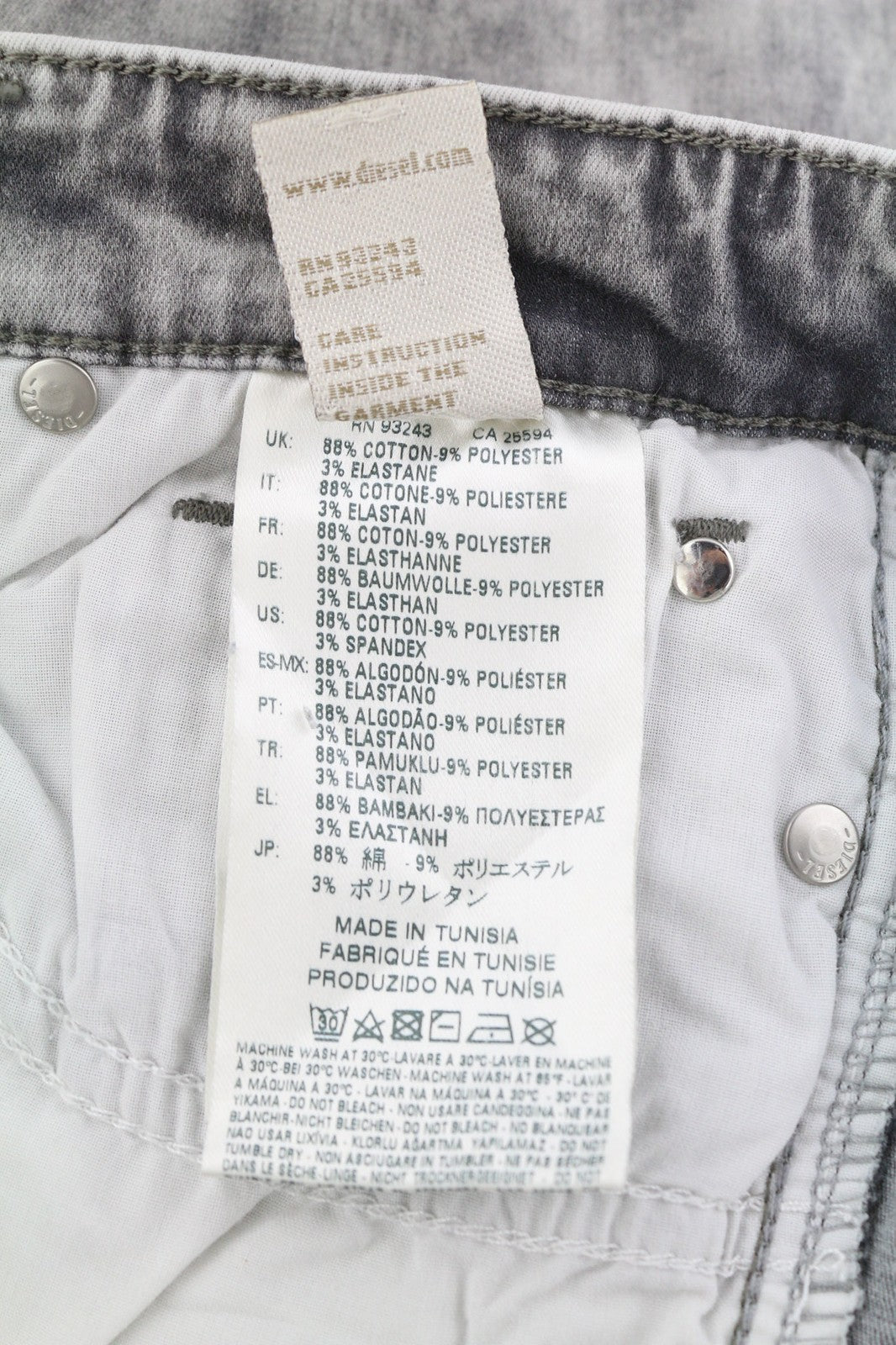 DIESEL Skinzee Low-C 0679C Women's Jeans W25/L30 Super Slim Low Waist Grey Logo