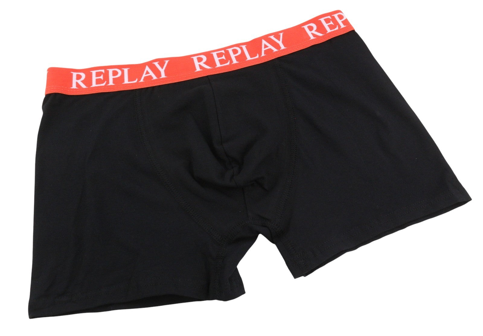 REPLAY Men Underwear XL Black Elastic Waist Logo Cotton Stretch Trunks 2 Pack