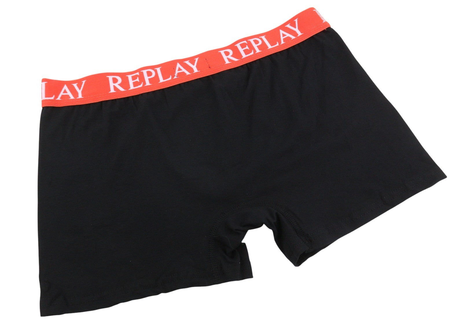 REPLAY Men Underwear XL Black Elastic Waist Logo Cotton Stretch Trunks 2 Pack