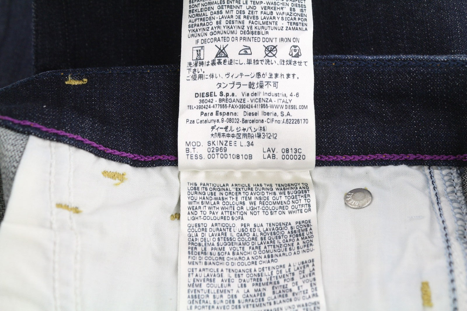 DIESEL Skinzee 0813C Women's Jeans W26/L34 Super Slim Skinny Stretch Mid Waist