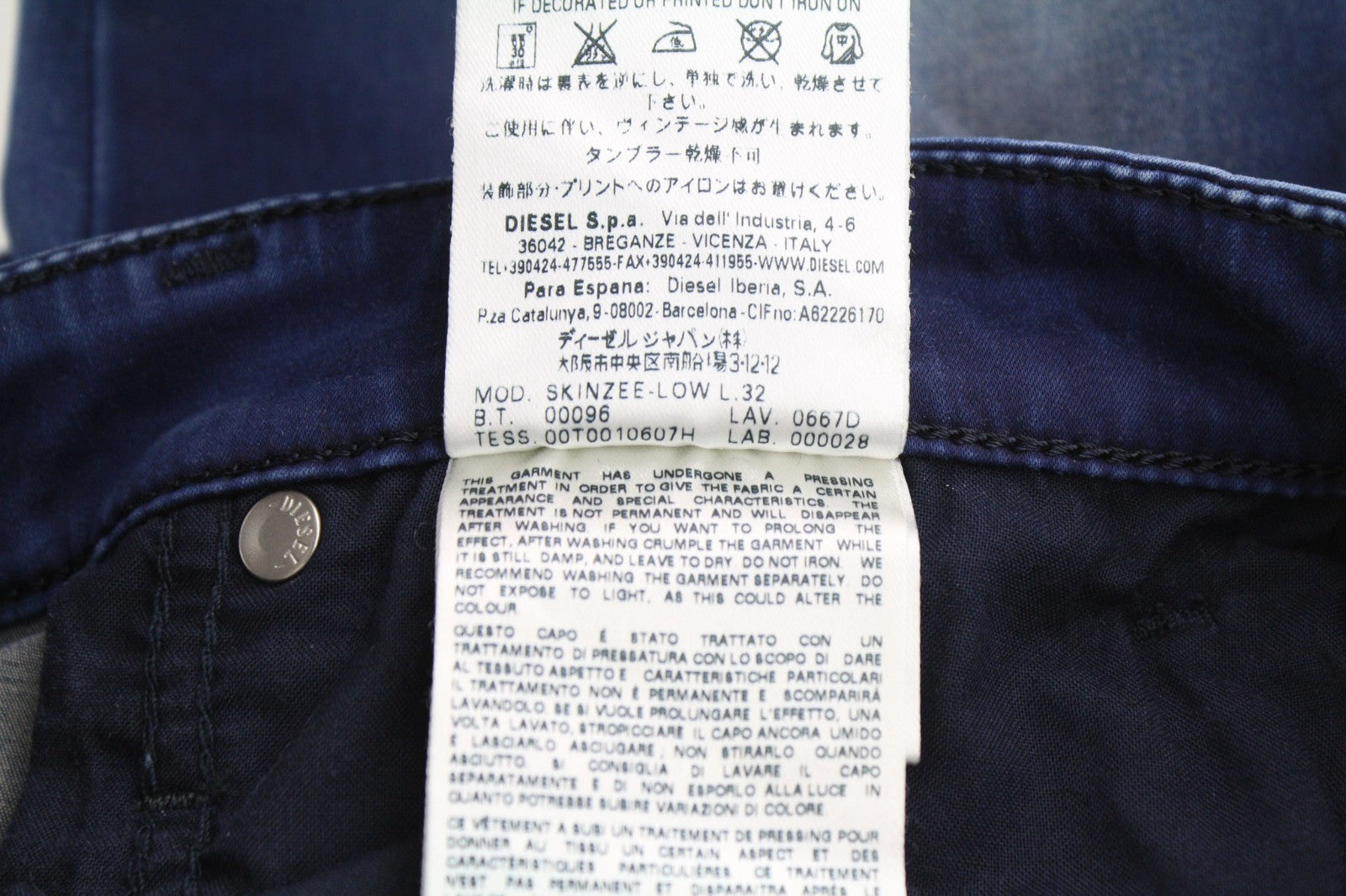 DIESEL Skinzee-Low 0667D Women's Jeans W27/L32 Super Slim Skinny Low Waist Blue