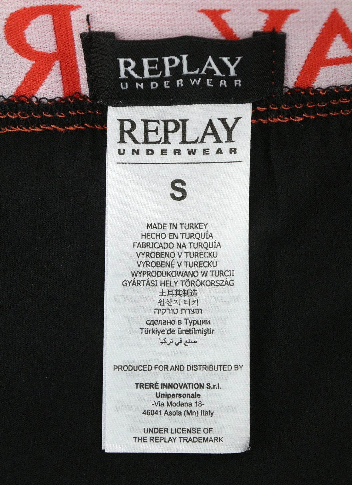 REPLAY Men Underwear S Black Elastic Waist Logo Cotton Stretch Trunks 2 Pack