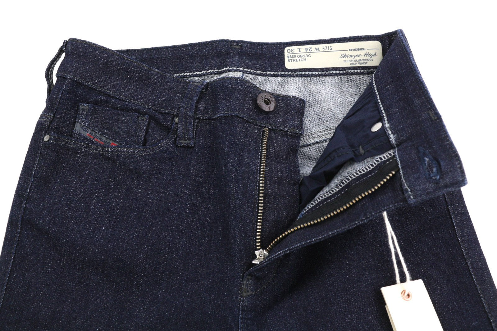 DIESEL Skinzee-High 0813C Women's Jeans W24/L30 Super Slim High Waist Dark Denim