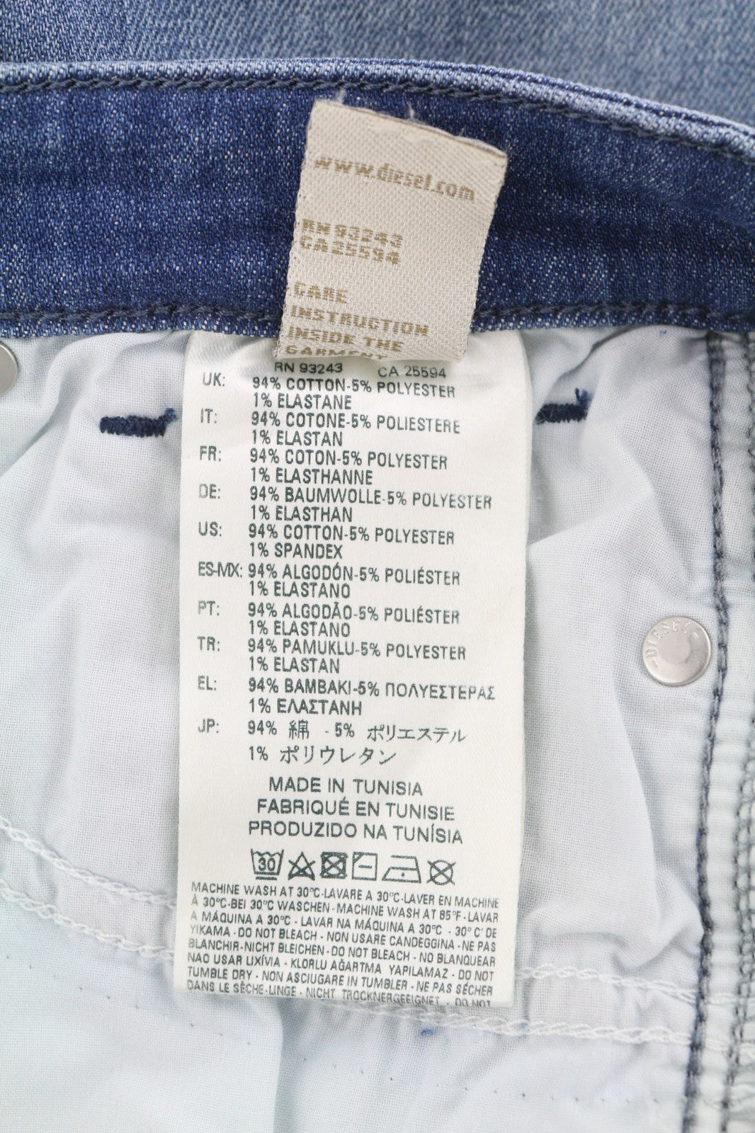 DIESEL Skinzee-Zip 0681E Women's Jeans W23/L30 Super Slim Skinny Zip Mid Waist