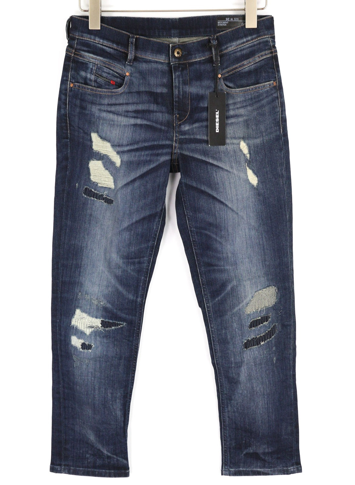 DIESEL Belthy-Ankle 0854T Women's Jeans W26 Slim Straight Low Waist Blue Denim